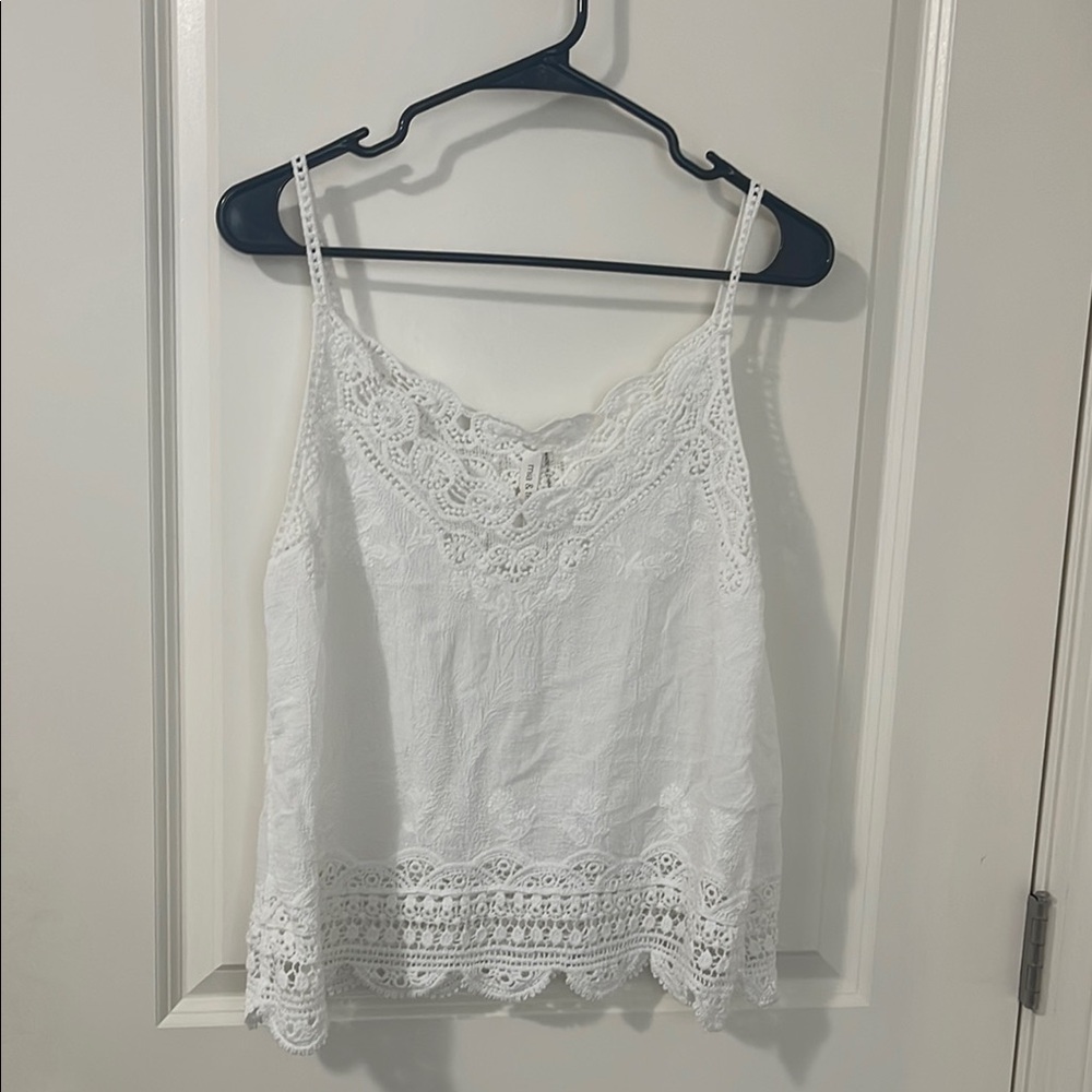 Elegant White Lace Trim Women's Top
